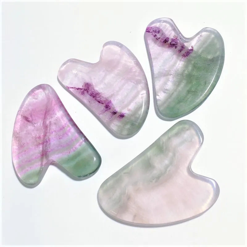 

Hot sale factory direct jade roller fluorite heart shape guasha set back massager