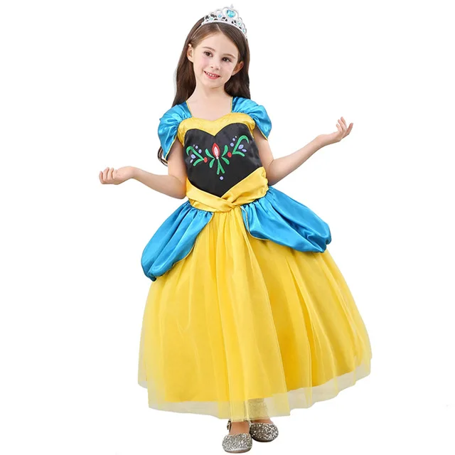 

New Anna Elsa Princess Dress for Girls Fancy Costume Snow Queen 2 Kids Christmas Deluxe Party Birthday Ball Gown Anna Costume, Picture show