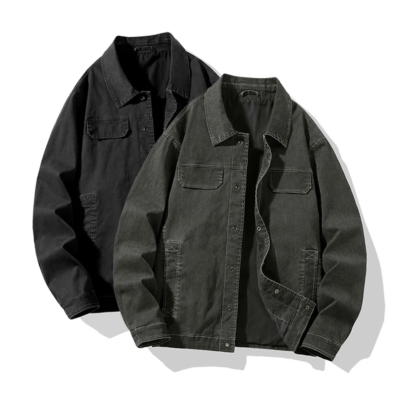 Denim Jacket Streetwear Style Youth Fashion Design Distressed Black Spring Windbreaker Single Breasted Denim Jackets