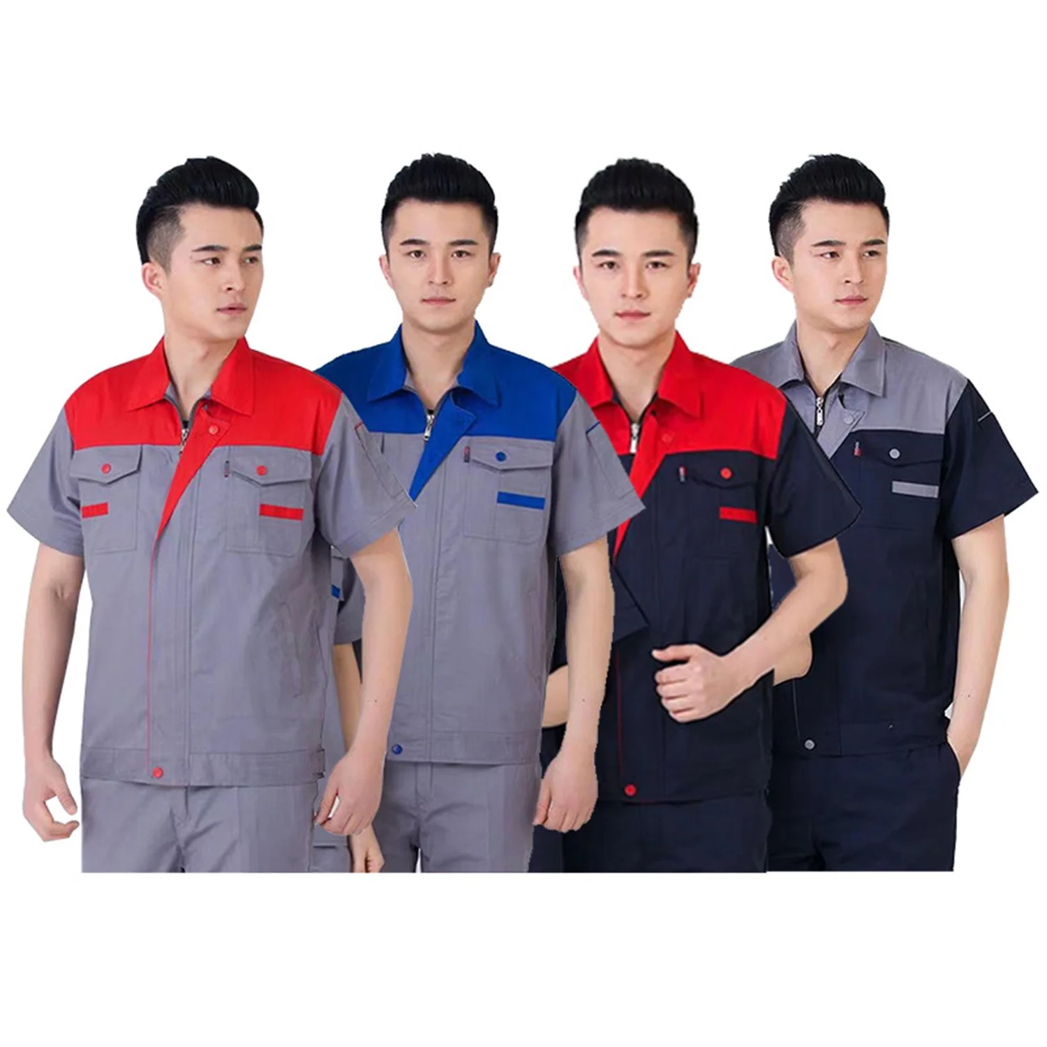 

Wholesale tinted overall blue farmers cotton heavy only electric men two piece mechanic shirt work uniform with logo