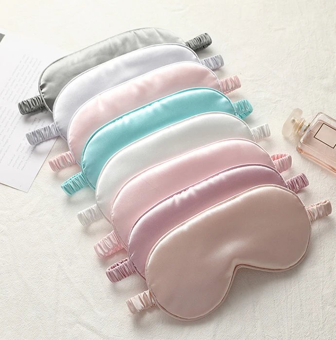 New Design Double Sided Satin Silk Sleeping Eye Mask with Elastic Band Breathable Custom logo Travel Silk Sleep Eye Mask