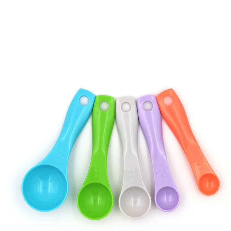 

5pcs Plastic Round Shape Measuring Spoons Kitchen Baking Cooking Colorful Measuring Spoon Set, Multi color