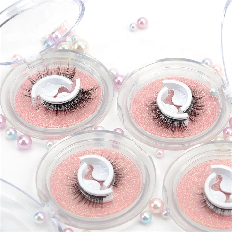 

Wholesale No Glue Lashes 100% Handmade Synthetic False Eyelash Reusable Self adhesive Eyelashes