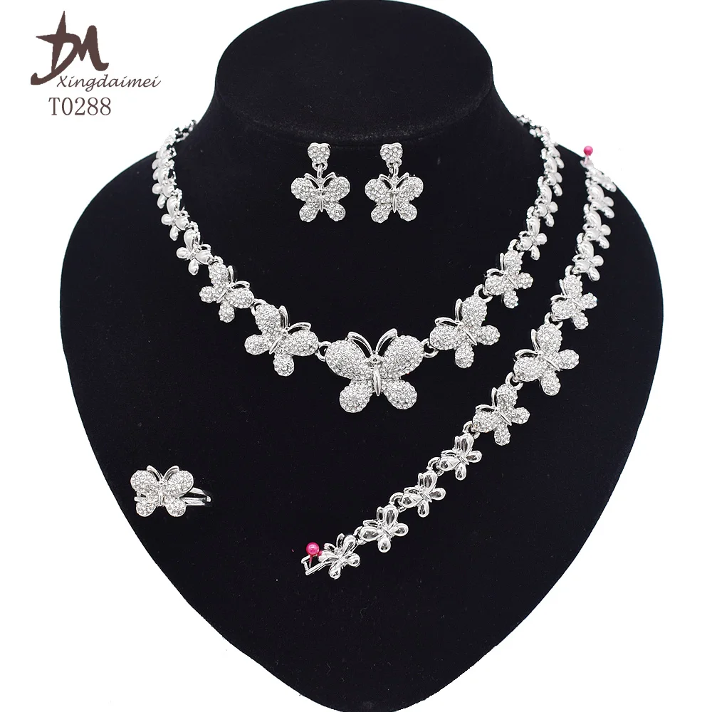 

T0288 Wholesale Beautiful Butterfly silver Butterfly jewelry set, Silver color