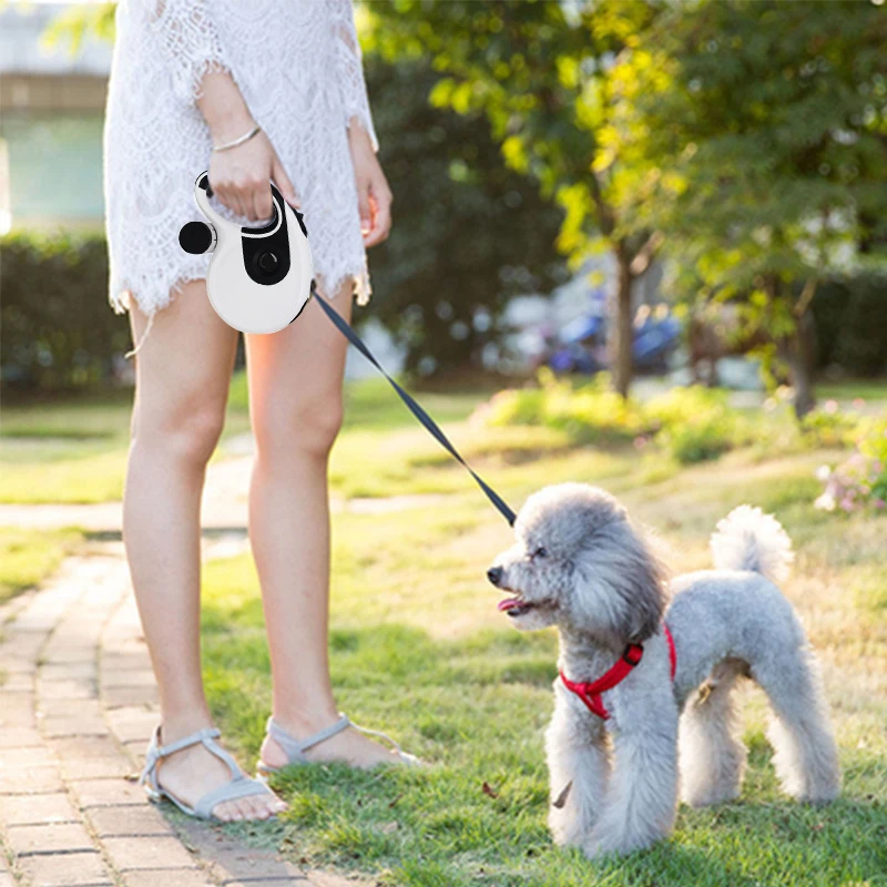 

Retractable Dog Leash One-Handed Brake Pet Walking Lead with Poop bag