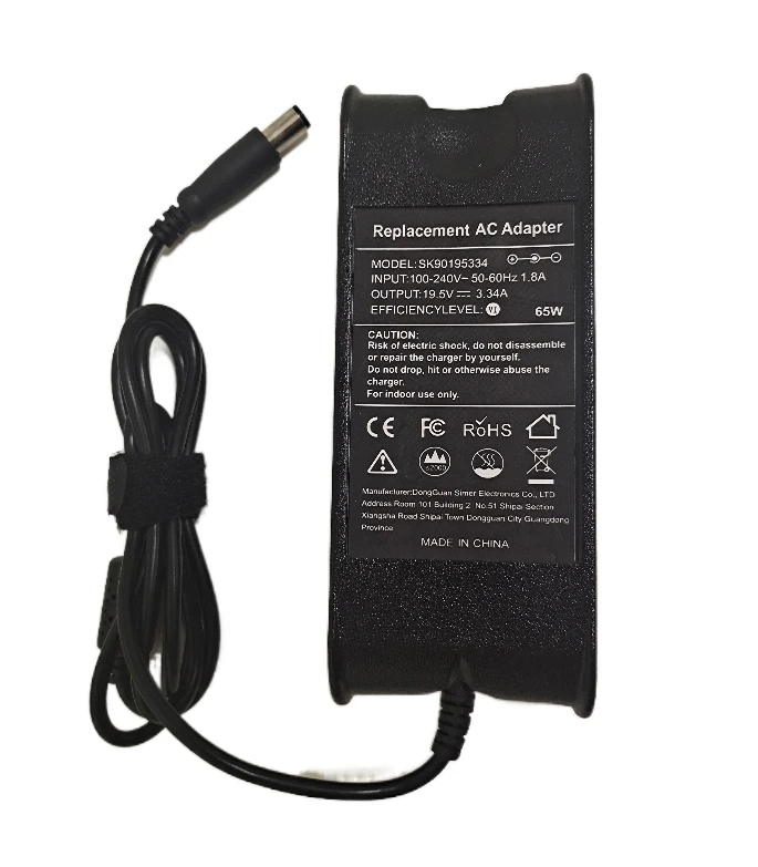 

Replacement Ac Dc Adapter 65w 19.5v 3.34a Laptop Charger For Dell 7.4*5.0mm Big Pin