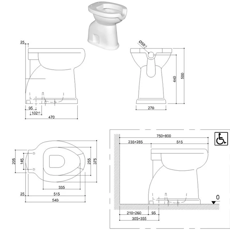 Längliche Vaso Wc Toilette Öffentlich Gebogen Vorne Sanitär Komfort