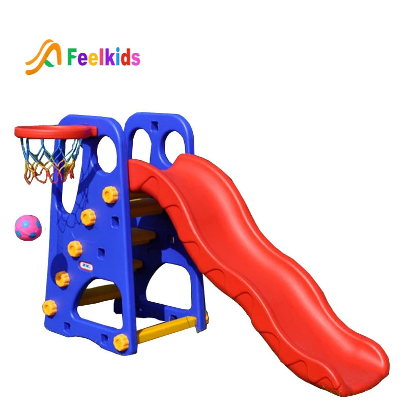 

Feelkids hot sell modern 3 in 1 combination colorful plastic slide and swing set, Customized