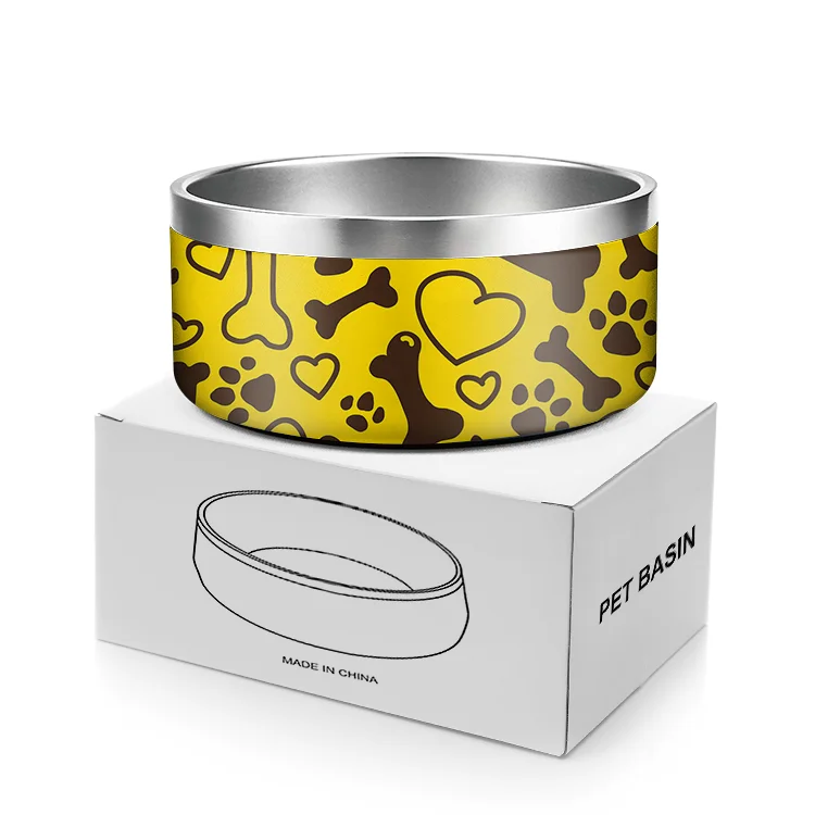 

2021Everich Wholesale New Design Stainless Steel cat dog bowls Pet Food raised dog large bowls dog feeding bowl Anti-slip design