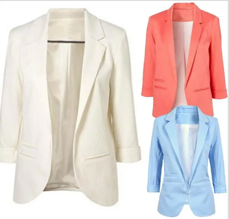 

2019 Spring Slim Fit Blazer Women Formal Jackets Office Work Open Front Notched Blazer Black Ladies Blazer coat