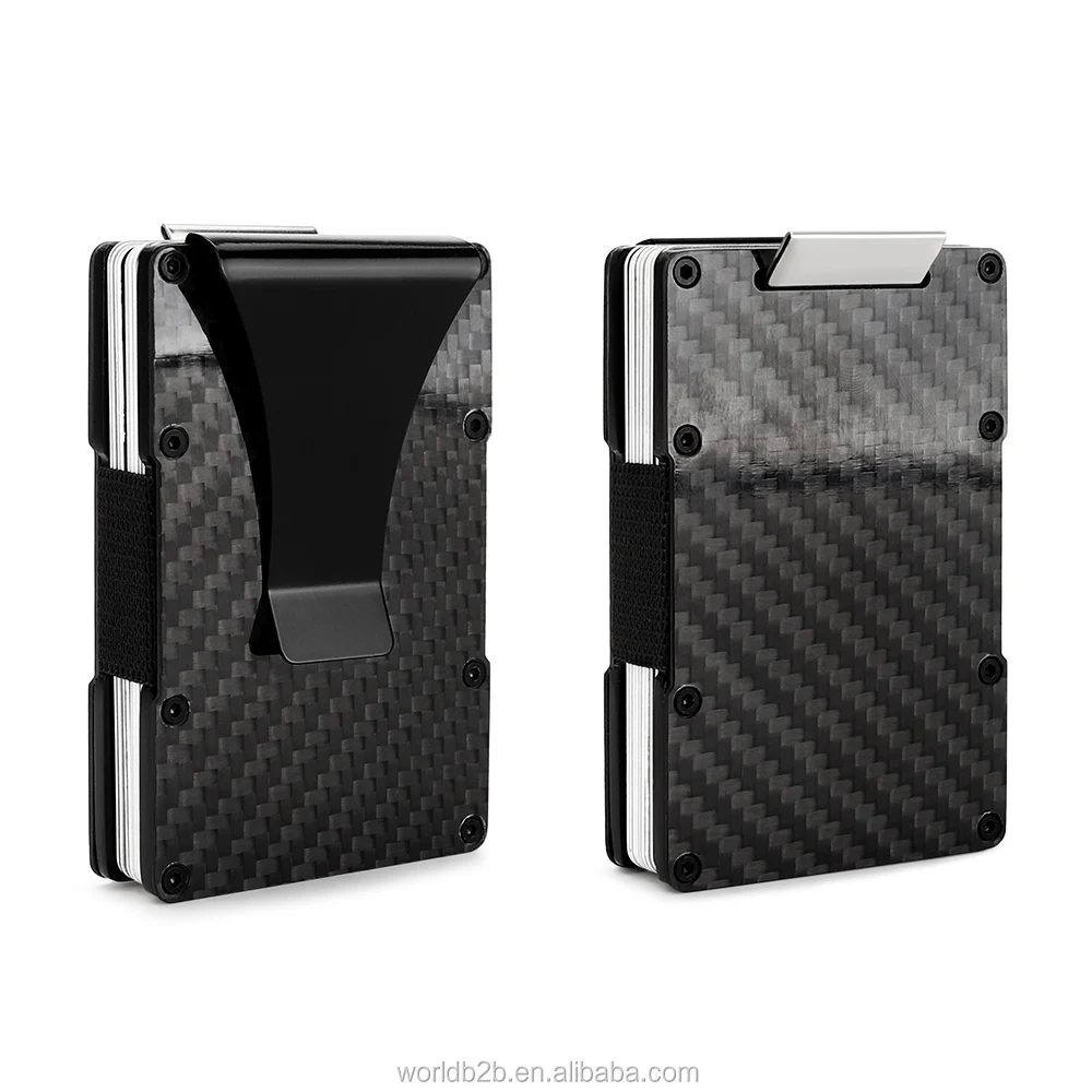 

Carbon Fiber Wallet RFID Blocking Anti-Theft Minimalist Pullout Tab Credit Card Holder for Men