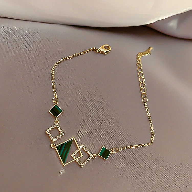 

2020 fashion geometric green crystal bracelets & bangles