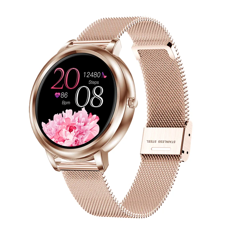 

New products MK20 Smartwatch 1.09 Inch Custom Dial Women watch wristband heart rate blood pressure Smart watch MK20, Silver steel strip/rose gold steel strip/silver belt/pink belt