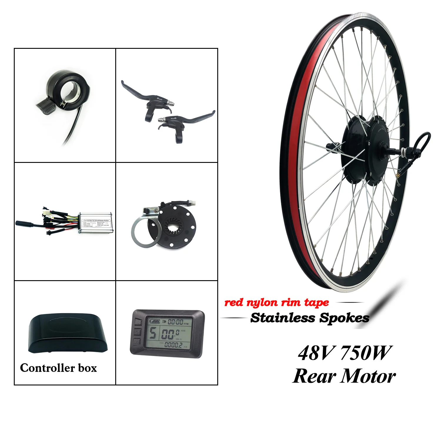 

Greenpedel 48V 750W 26 Inch rear wheel hub motor electric bike conversion kit other electric bicycle parts