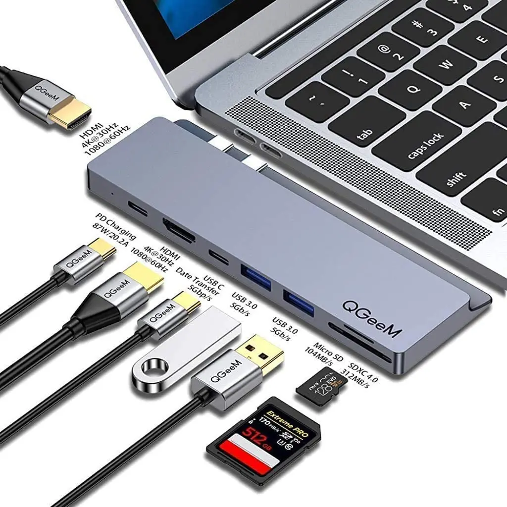 

Docking Station 9 in 1 Mabook Pro USB Hub Dual HDMI 4K USB 3.0 Adapter with 100W PD SD/TF Uhs-II Card Compatible with MacBook