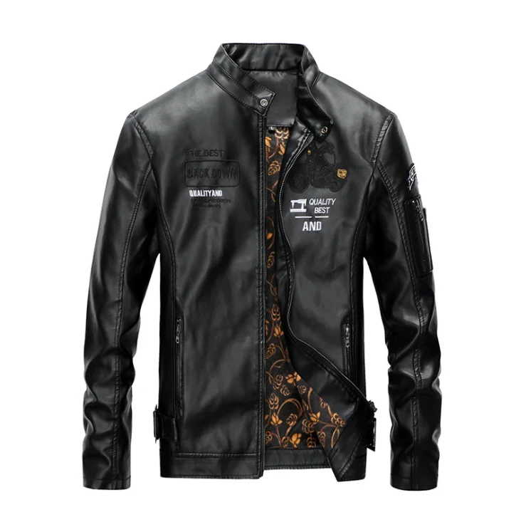 

2021 new Foreign trade pilot jacket European and American men's autumn and winter embroidered jacket trendy men's leather jacket, Customized color
