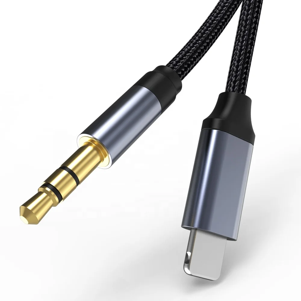 

High Quality 1M Lighting to 3.5mm Jack Male to Male Aux Cable Support Headphone Speaker in Home Offices Car Aux Audio Cable, Black