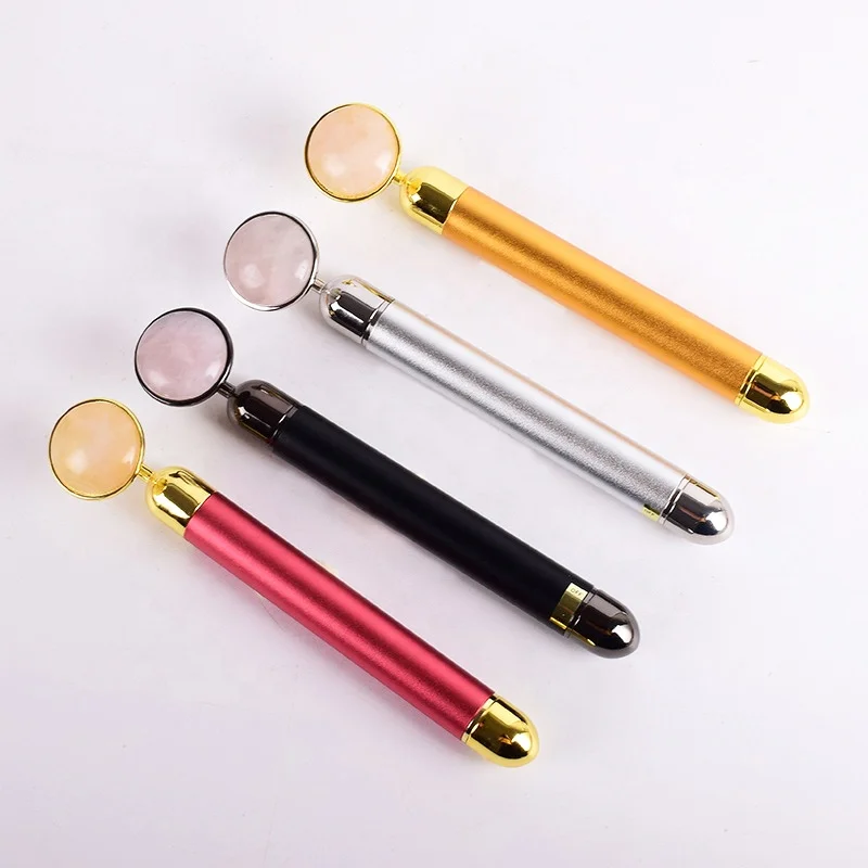 

Wholesale hand massager electric natural jade metal handle with the battery electric jade roller, Pink,red,yellow,black