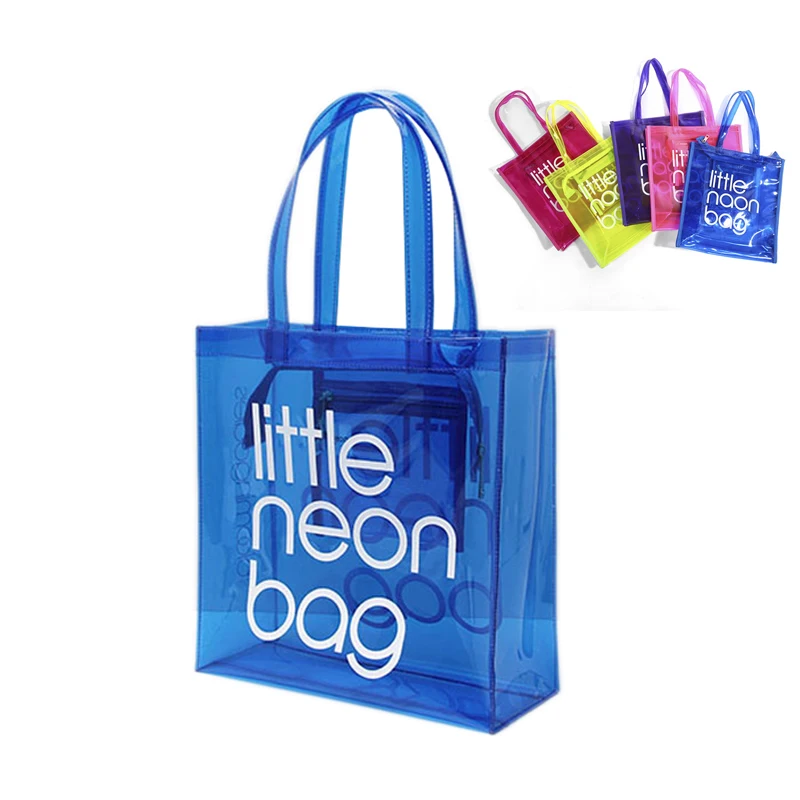 

Custom Logo Eco Friendly Waterproof Tote bag Portable PVC Transparent Shopping Bag
