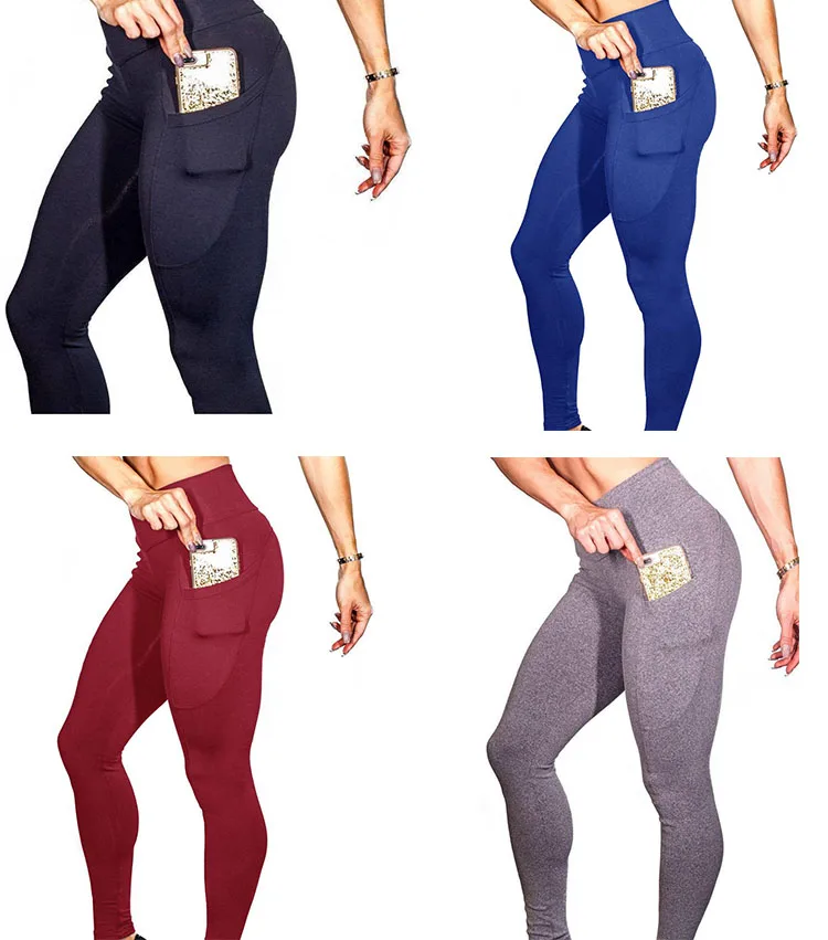 Side Phone Pocket Running Exercise Fitness Yoga Underpants High Waisted