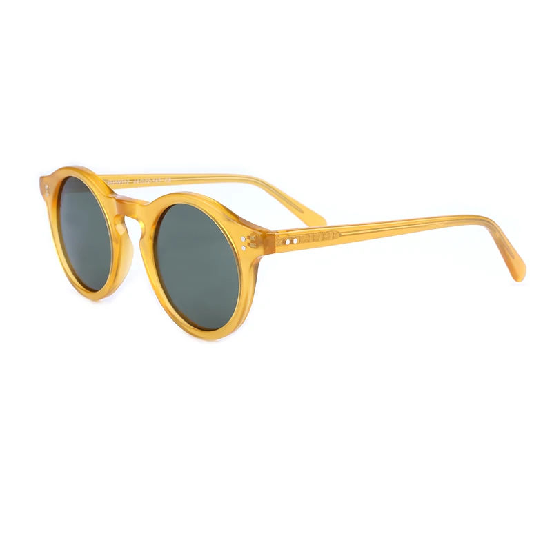 

High Quality Yellow Frame Round Acetate Sunglasses