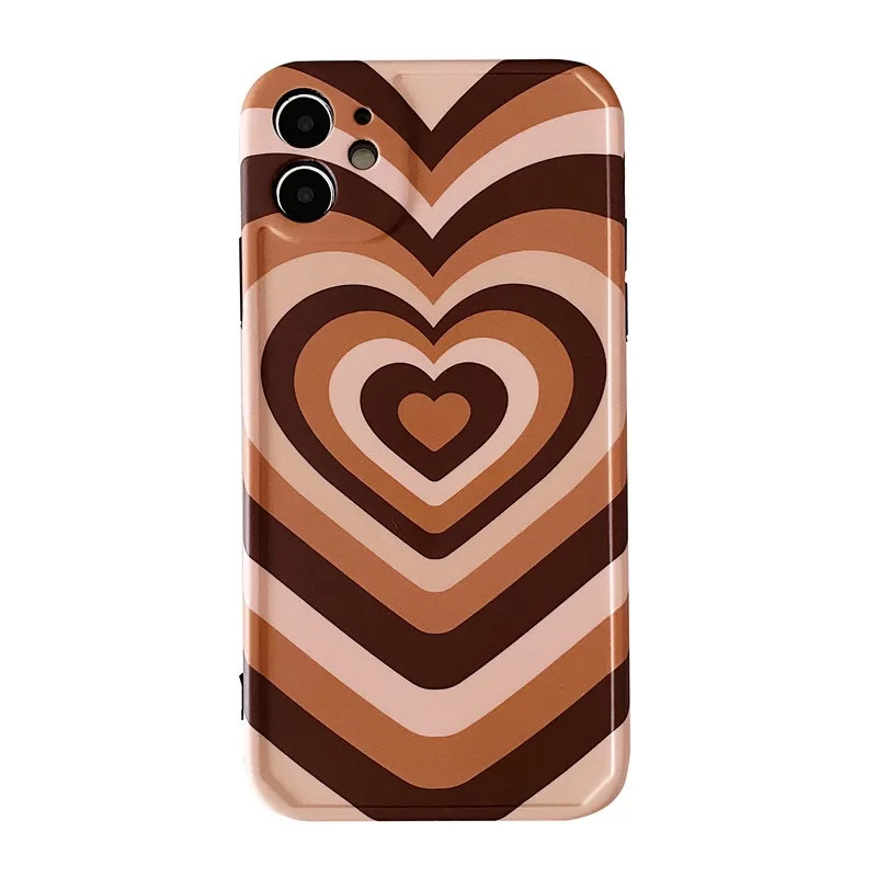 

Brown Coffee Love Heart Phone Case For Iphone 12 Pro Max 11 Pro XS MAX XR X 8 7 SE 2020 Soft IMD TPU Shockproof Cover, As picture
