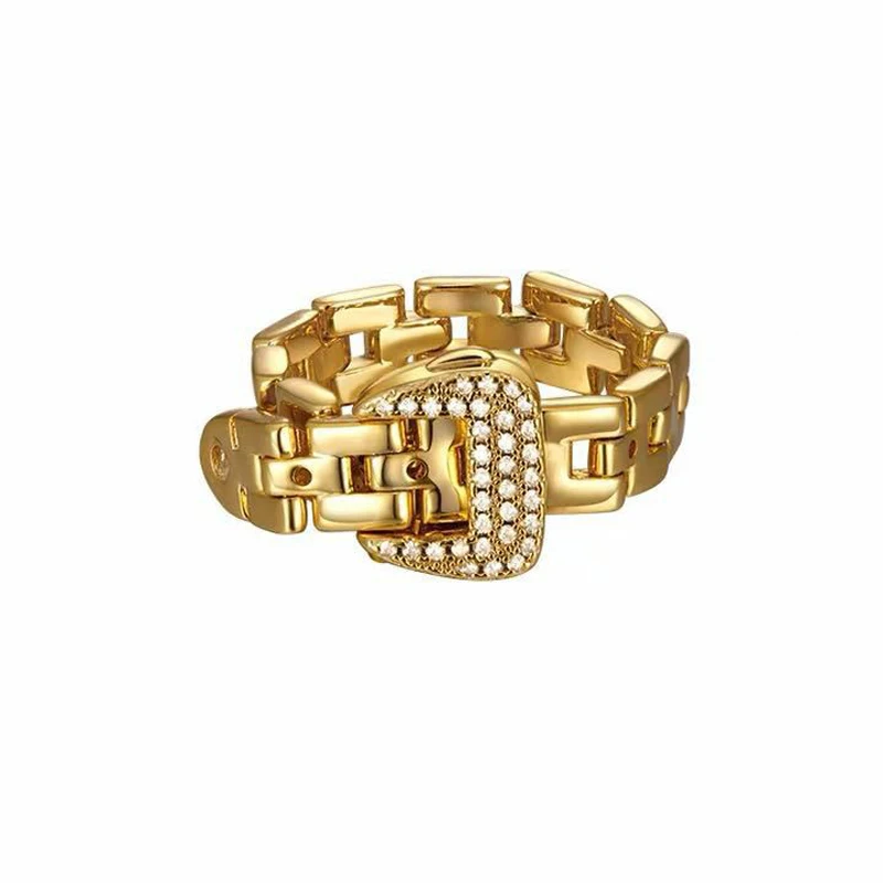 

Belt Ring Trendy Micro Zircon 18K Gold Plated Chain Ring Wholesale