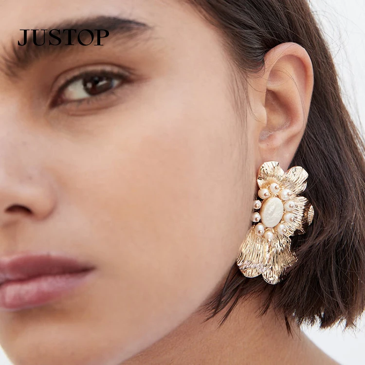 

Gold Silver Rhinestone Flower Ear Stud Brides Dangle Earrings Wedding Engagement Jewelry