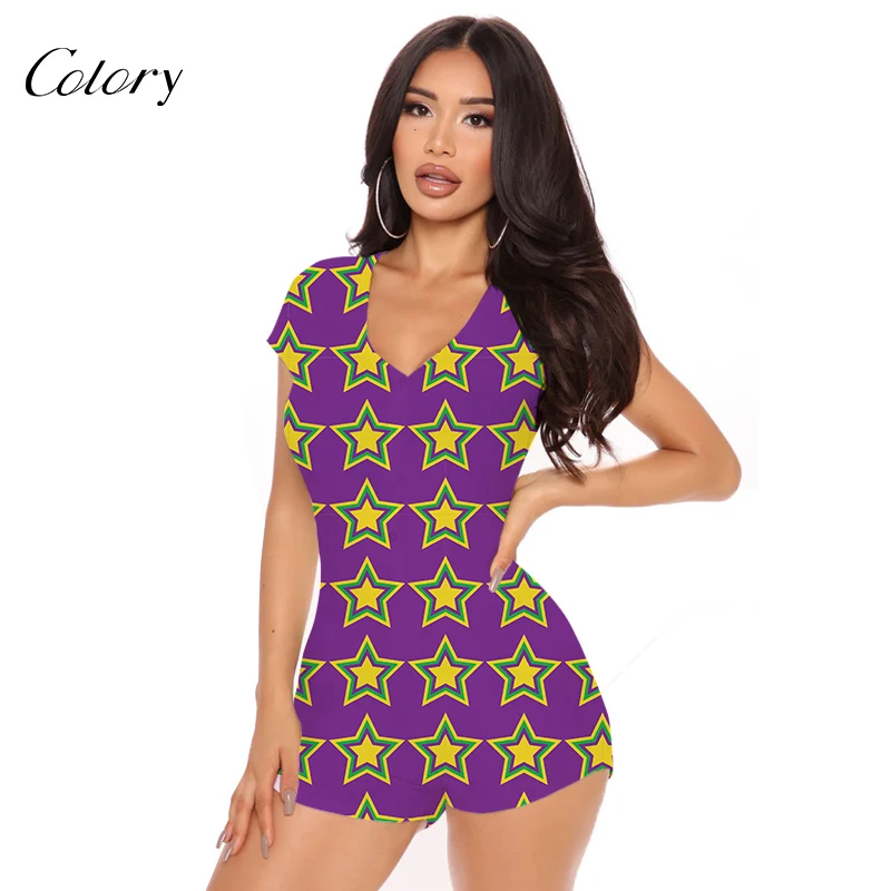 

Colory Custom Bodysuit Logo Trendy Womens Black Women Shorts, Picture shows