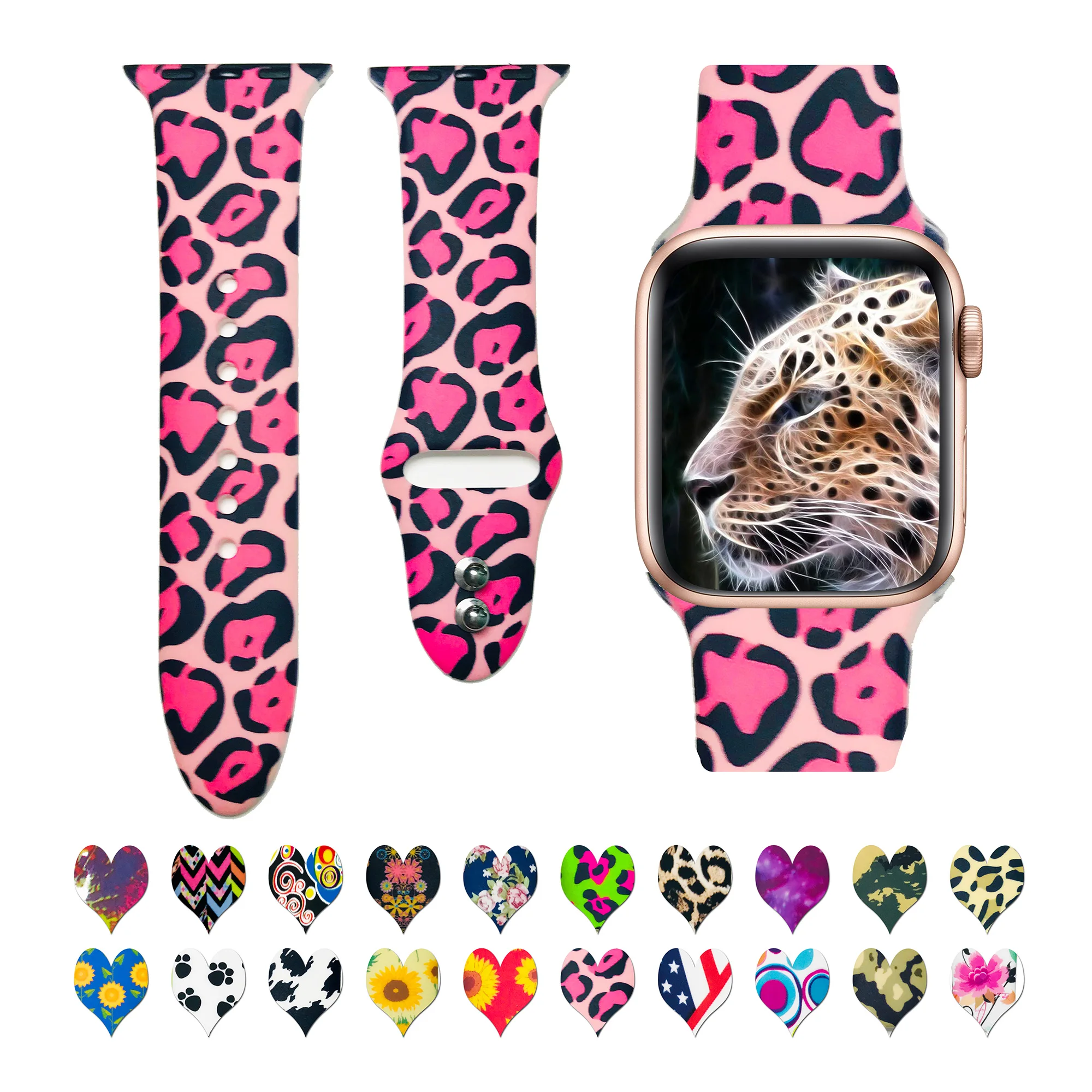 

Sport Print OEM Apple Watch Band for iWatch 5 Series 5 4 3 2 1 Leopard Print Wristband Watch Strap, Multi color