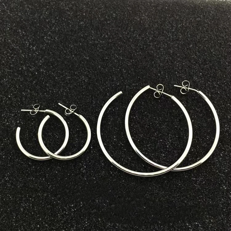 

Fashion Hypoallergenic Jewelry Big Round Circle Gold Silver Wide Thick Hoop Earrings