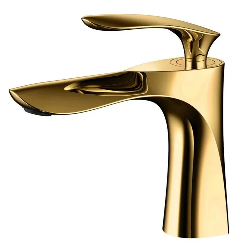 

New Designer Wash Single Lever Mixer Gold Tap Bathroom Basin Faucet