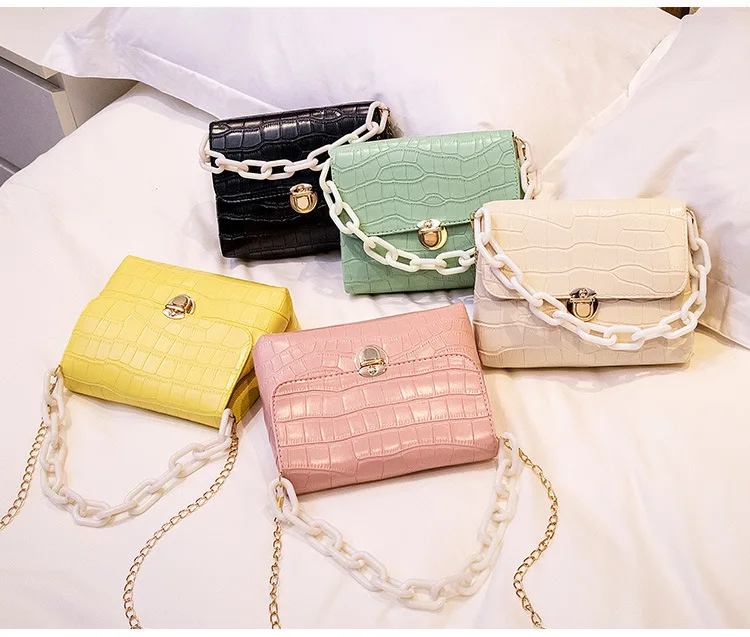 

Fashionable ladies small bags cute sweet purse candy mini handbag stone pattern shoulder bag With chain