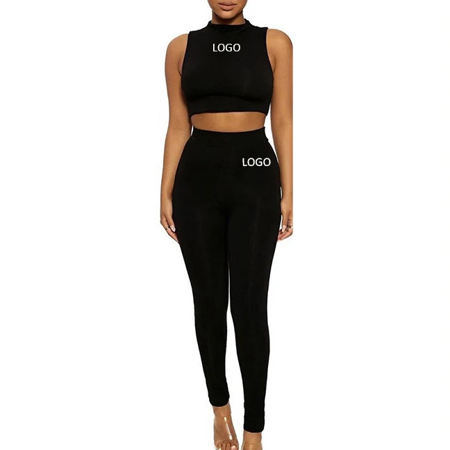 

2021 sleeveless Outfits Women wholesale yoga wear sport clothing set sport wear for women 2 pieces set, 4 different color