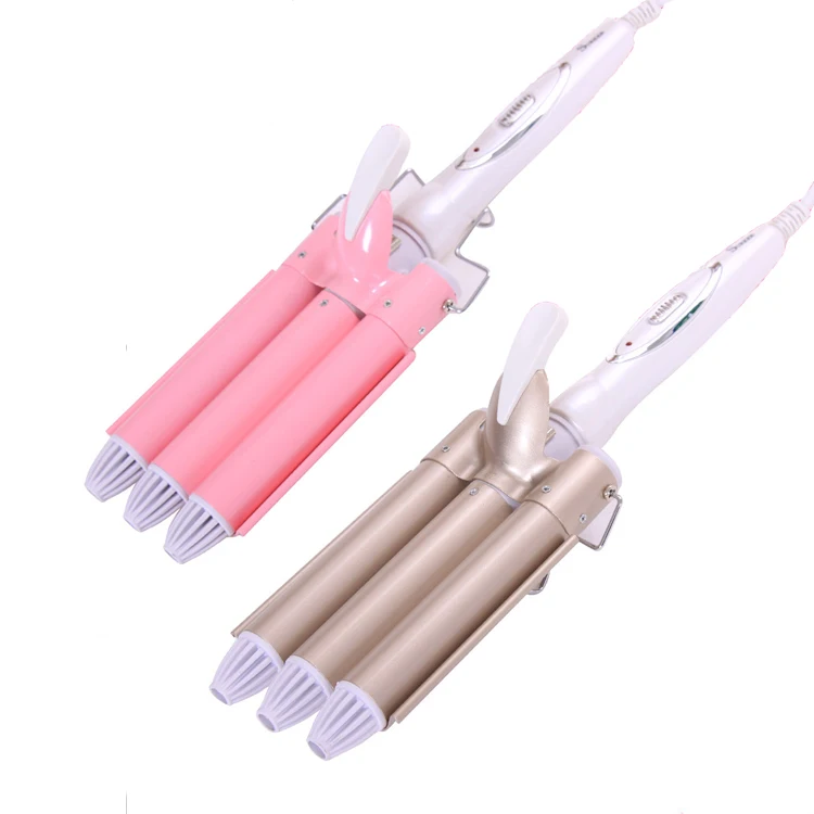 

The ceramic hair curler with three irons is a bestseller in 2021, Gold, pink