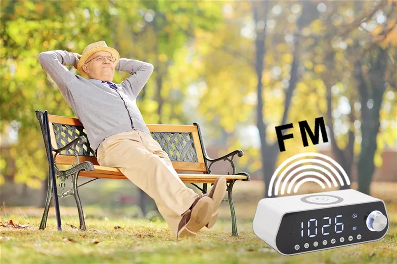 MX23 multifunctional wireless charging speaker phoncell BT FM Radio TF AUX USB hand free alarm clock with Dimming Powerbank - ANKUX.COM