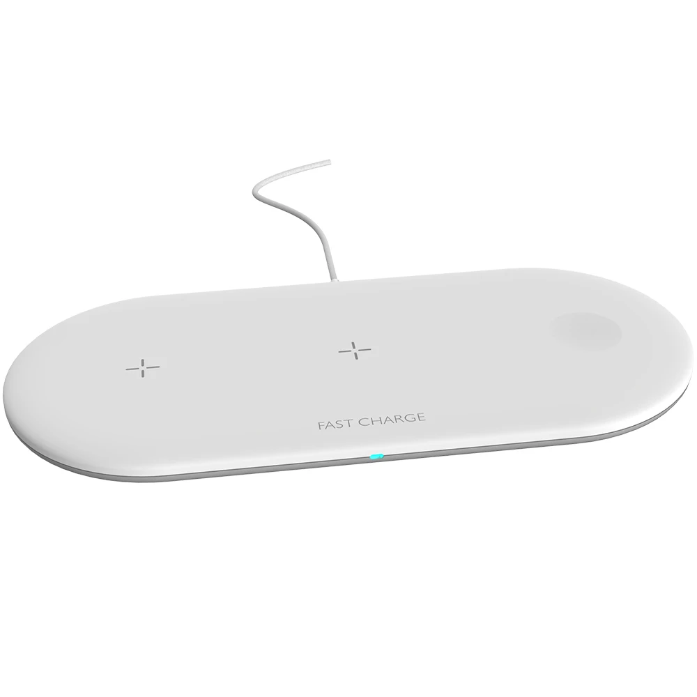 

3 in 1 Wireless Charger Fast Charging Dock 10W Charging Pad Ultra Slim for Devices, White/black