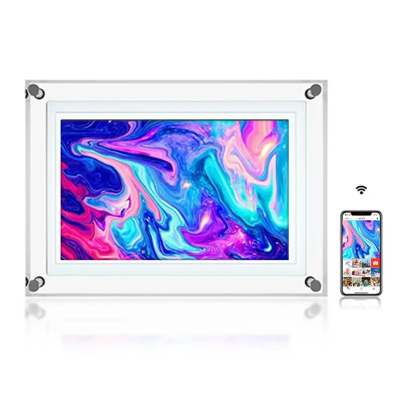 

AMABOO High Quality HD Transparent Acrylic Frame NFT 10 Inch WIFI English Sexy Video Digital Photo Frame