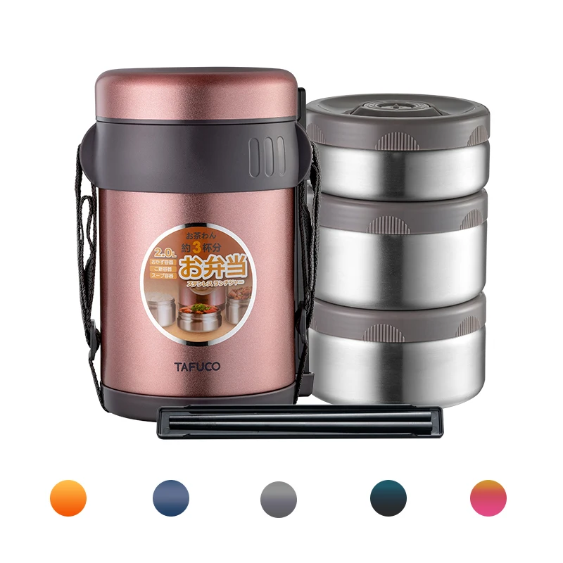 

New style keep warm round vacuum thermos food flask lunch box thermal food warmer container stainless steel food thermos, Champagne /rose gold