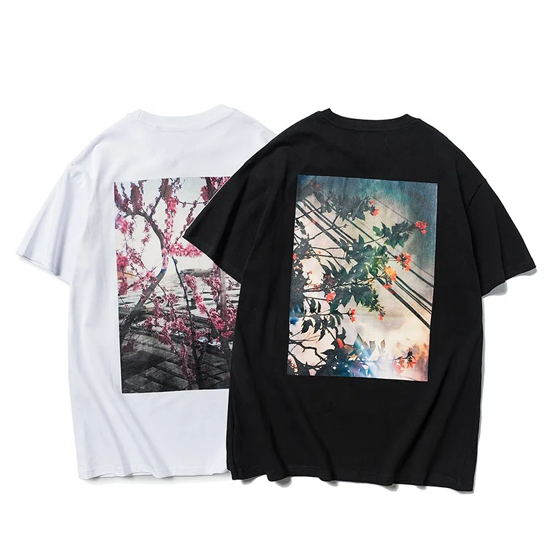 

2021 European and American trend FEAR OF GOD plant flower ben printing round neck pullover men and women short-sleeved T-shirt