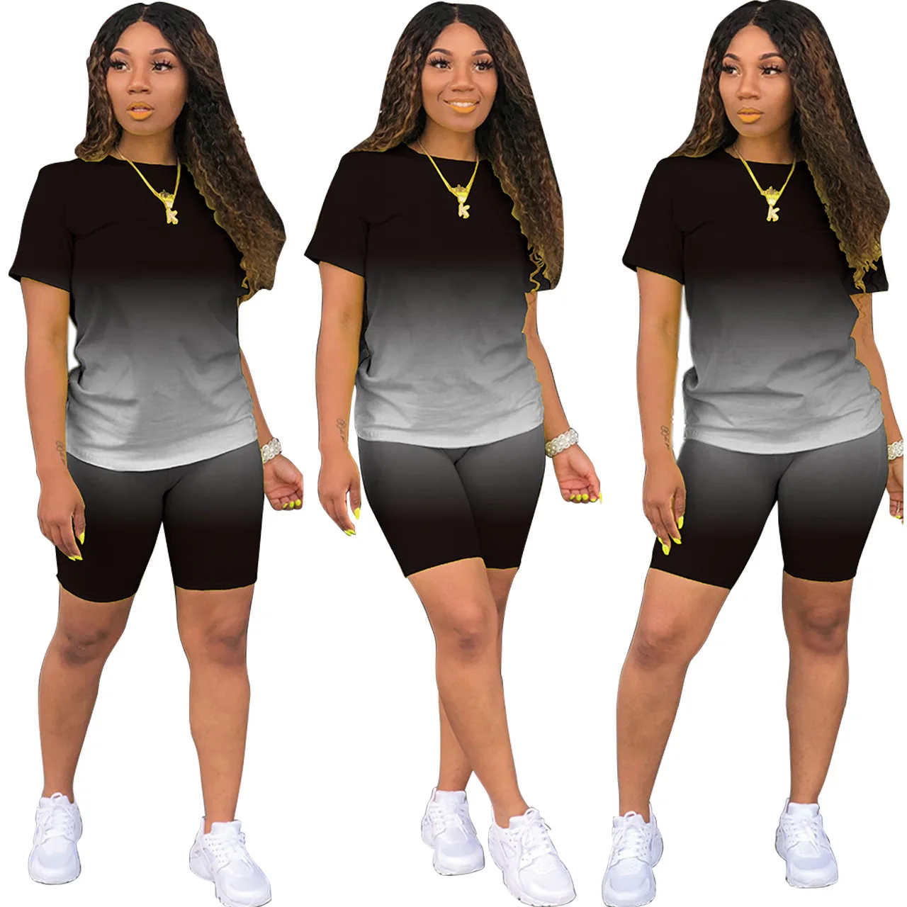 

Cheap Women Summer Fashion T Shirt And Short 2 Piece Set Casual Shirt Tops and pants sets for Women, Mix