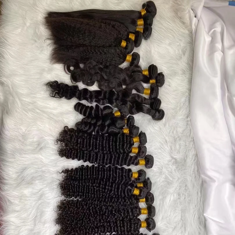 

HTHAIR bundle deal top quality Factory Price human hair blend bundles with closure set