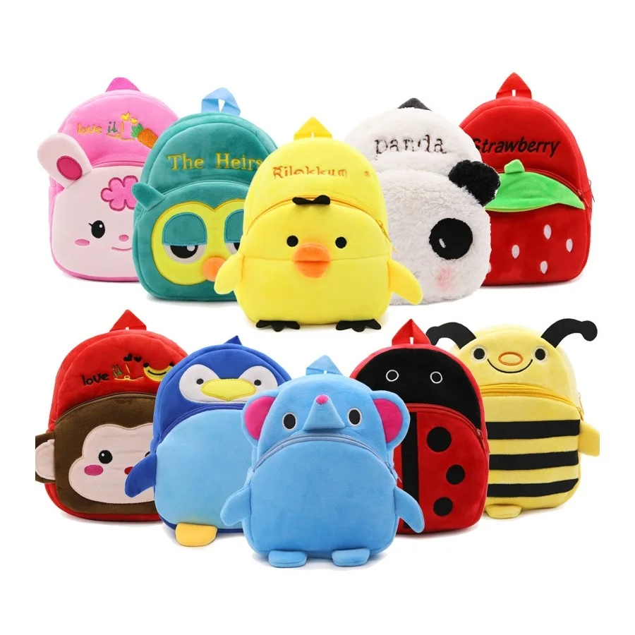 

Wholesale Kindergarten Portable Cute Plush 2D 3D Printing Cartoon Animal Backpack School Bags for Kids