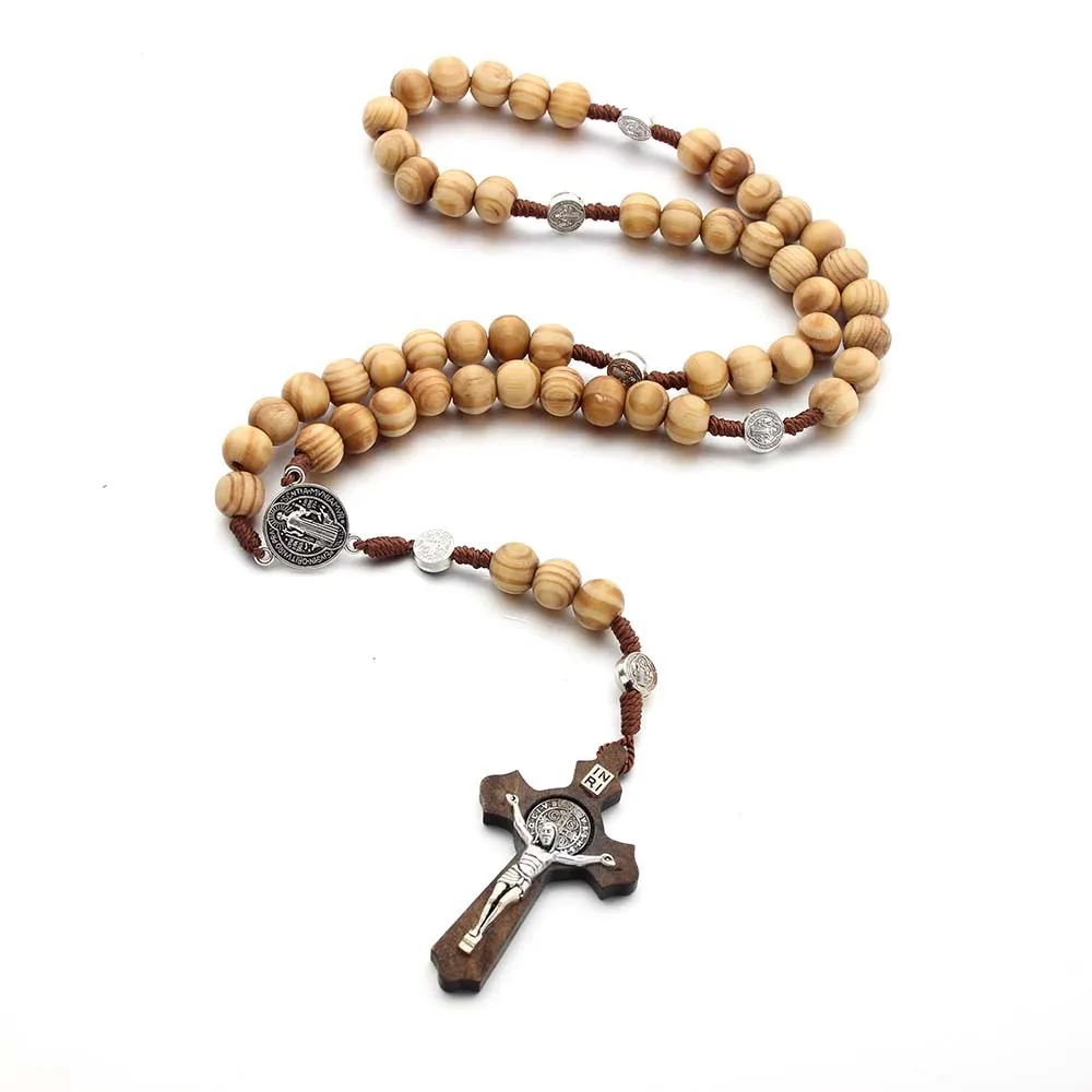 

Rosary Catholic Rosary Necklace Handcrafted Wooden Cross Necklace Religious Jewelry