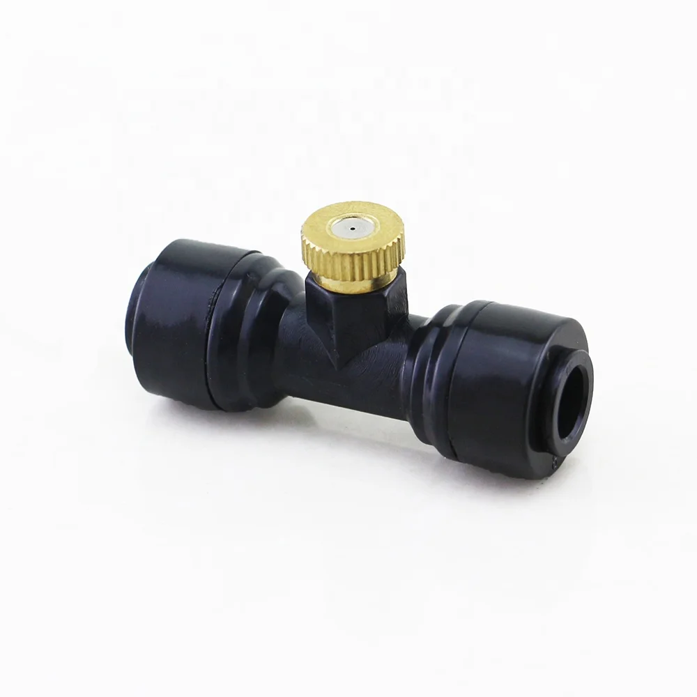 

T-1907-PU Water Mist Kits for Outdoor Cooling System Mist Nozzle Brass System Set Mist Nozzle Tee Fittings, Black