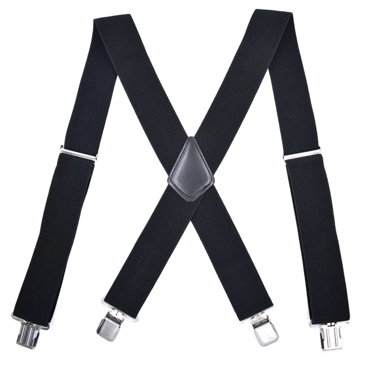 

Fashion Mens Suspender Adjustable Elastic Plain Heavy Duty Braces Suspenders, As pic