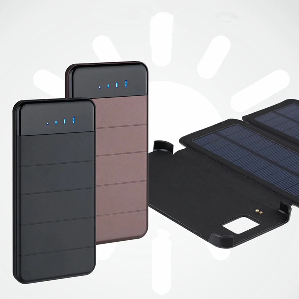

magnetic ac powerbank module with solar charger, Black,brown