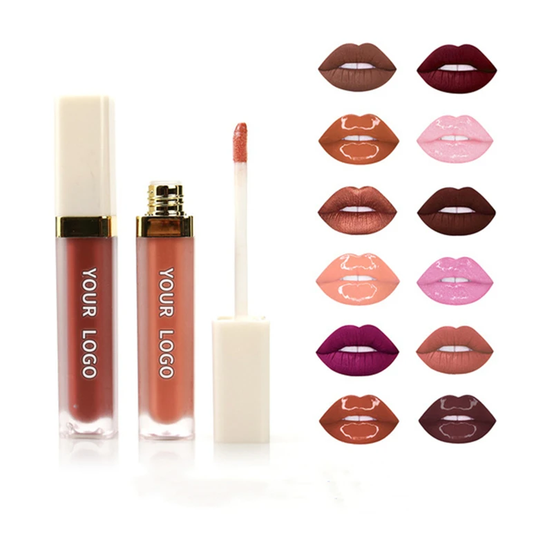 

Makeup lip glaze moisturizing long lasting private brand Chinese supplier matte glitter nude lip gloss, Multi-colors