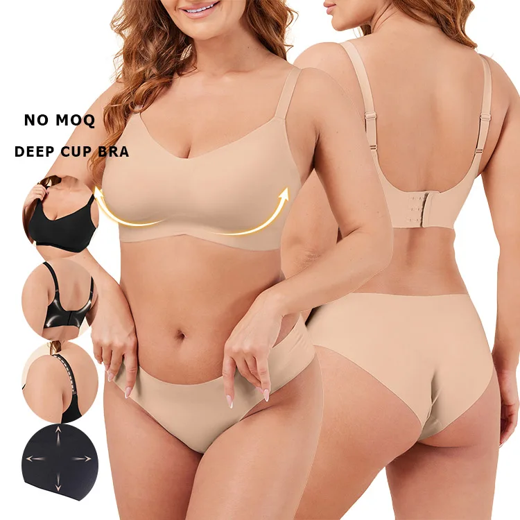 

New Design Two Piece Set Bra And Panty Set Breathable Sports Push Up Deep Cup Bra Hides Back Fat Bra Shapewear For Women