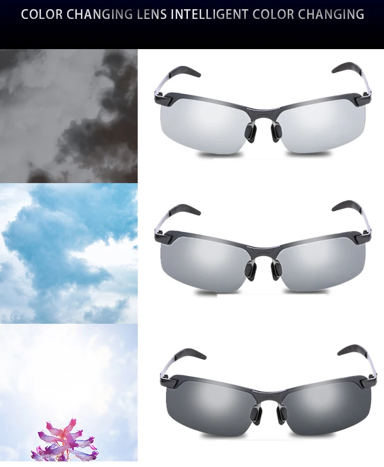 Photochromic Sunglasses Men Polarized Driving Chameleon Glasses Male Change Color Sun Glasses Day Night Vision Driver's Eyewear